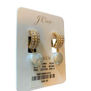 J. Crew Pearl hoops with freshwater pearl drops